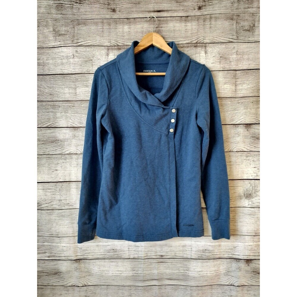 Danskin French Small Blue Terry Asymmetrical Yoga Wrap Jacket